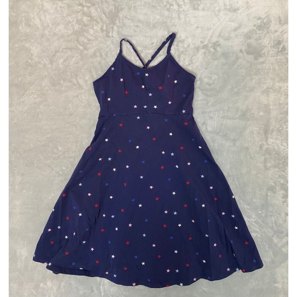 Old Navy Girl's Navy Blue Stars Print Swing Sundress Size XL (14) Cross Strap